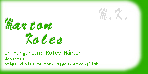 marton koles business card