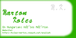 marton koles business card